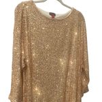 Vince Camuto All Over Sequin Gold Shift Dress Stretch Size Large Photo 3