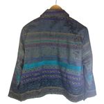 Coldwater Creek  PXL Womens Tapestry Button Front Jacket Teal Purple Paisley Photo 5