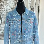 Levi's Premium Womens Paint Splatter "Doritos" Cotton Blend Denim Jacket Photo 1