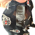 Rag and Bone Navy Blue Floral Print Tie Neck Long Sleeve Blouse Size XS Photo 6