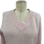 Minnie Rose  Cashmere Frayed Edge‎ Cropped V-Neck Sweater Pink Size Small Photo 1