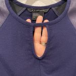 Armani Exchange Purple Faux Leather Shoulders Sleeveless Blouse Photo 3