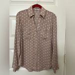 EXPRESS  Mauve and White Polka Dot Button-Down Shirt Sz S Photo 3