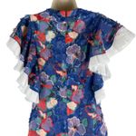 Tory Burch Natalie Floral Midi Resort Dress Ruffle Trim Blue Size 0 Photo 9