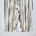 Mlle Gabrielle  Tan and Green Striped Cotton Wide Leg Pull-on Pants Size 3X Photo 3