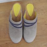 Sanita Grey Leather and wooden clog mules size 37 Gray Photo 7