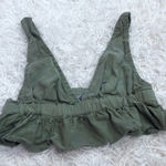 Aerie  Ruffle Peplum Bralette Crop Top‎ Olive Green Size Small Photo 0