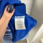 Monteau Blue White Striped Faux Wrap Mini Dress Size L Photo 6