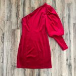 ASOS Red Velvet One Shoulder Puff Sleeve Holiday Christmas Mini Dress Photo 1