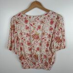 Rose + Olive Womens Floral Blouse Sz Small Smocked Waist V-Neck Colorful Everyday Photo 3