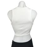 ZARA White Ribbed Knit High Neck Fitted Stretch Chic Cropped Tank Top Size L Photo 2