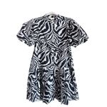 Pinch Zebra Animal Print Mini Dress Women's M Navy Short Puff Sleeves Dress NEW Size M Photo 1