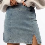 Pink Lily MY TIME TO SHINE MEDIUM WASH SIDE SLIT DENIM SKIRT Medium NWOT Photo 0