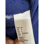 H&M  Wide Plumetti Blouse Royal Blue Polkka Dot Button Back Long Sleeve Size 6 Photo 5