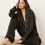 Abercrombie & Fitch  Dark Blue Satin‎ Pajama Set Photo 0