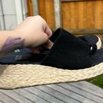 Eileen Fisher Tarry Toe Top Loop Espadrille Wedge Slide Sandals Black Leather 10 Photo 7