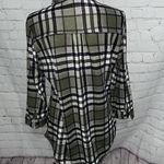 Polly & Esther  - green Navy - Plaid Button up - L Photo 2