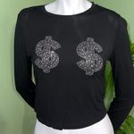 SheIn Black Rhinestone Dollar Blouse Photo 0