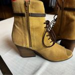 Free People Leather Lace-Up Peep Toe Zip Up Tan Ankle Booties EU/38 US/7.5 Photo 4