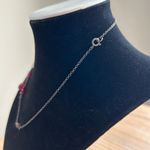 Dainty Garnet Beaded Y Necklace Silver Tone Drip Pendant Red Photo 1