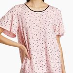 Kate Spade {S} Polka Dot Print Pajama TOP ONLY Light Pink Black Photo 0
