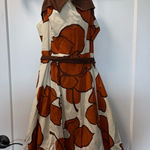 City Triangles Y2K Halter Neck Top Burnt Orange Cream Floral Fit & Flare Dress Photo 0