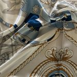 Vintage Square Sailing BOAT,WHEEL&Anchor 35/35 Oversized satin Silky SCARF Multiple Photo 11