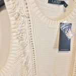 LRL women's XL ivory loose knit fringe sweater vest NEW ~ NWD small fabric pulls Photo 2
