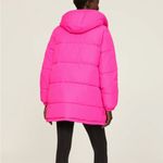 OOF Pink Puffer Coat Hooded Neon Ski Snowboard Puffy Coat Bright Neon IT46 10 Photo 1