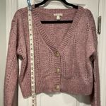 Derek Heart NWT Size M Oversized Cropped V Neck Pointelle Cardigan Lilac Purple Photo 11