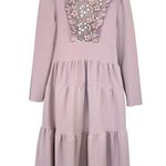 See By Chloe  Pink Ruffled Lace Bib Tiered Long Sleeve Midi Dress Size 36/ US 4 Photo 1