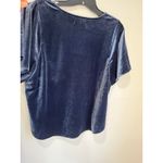 Madewell  Velvet Short Sleeve Crew Top Soft Touch Holiday Party Navy Blue M Photo 5