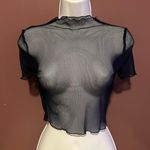 SheIn Navy Blue Micro Netted Crop Top Size Small Photo 0