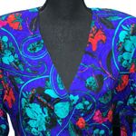 Silk Studio 1980's Floral Midi Dress Size‎ 8 100% Silk Purple Floral Long Sleeve Photo 1