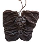 Entro Women’s Velvet Ruched V-Neck Halter Neck Bodysuit Brown Flower Size Medium Photo 8