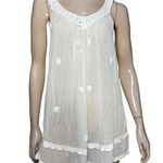 Letarte Women’s Size M White Cotton Voile Embroidered Swimsuit Cover Up Tunic Size M Photo 0