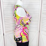 Nina Leonard  Paisley Retro Twill Sleeveless Tunic Top Pink Multi‎ 12 Photo 2