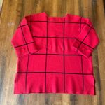 Tahari  Knit Top 1X Red Black Short sleeves Cuffed Thick Warm Business Casual Photo 5