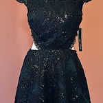 Sequin Hearts black lace, sequin, sexy glamorous Christmas party back cutout mini dress NWT 7 Photo 0