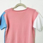 [Vintage] Pink Blue Abstract Crew Neck Short Sleeve Sweater Top Size Large L Photo 3