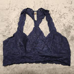 Free People Intimately  Size M Lace Racerback Bralette Navy Blue Photo 0
