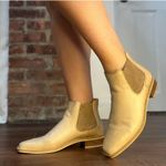 Vintage Womens Circle S Cream Beige Leather Chelsea Boots Fall 6.5 Photo 2