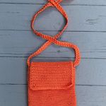 Orange Knit Zip Up Flap Knit Crossbody Purse Photo 0