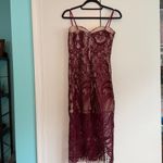 Lulus Burgundy Lace Slip Dress - Built-in Bra, Size S Photo 4