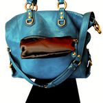 Coach Vintage  Madison Turquoise Leather Satchel Rear Zipper Pocket Bag 12935 Photo 2