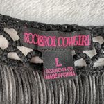 Rock & Roll Cowgirl  L Large Crochet Vest Black Fringe Long Rodeo Whimsigoth Photo 4