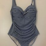 Nip Tuck One Piece Swimsuit Stripe Bikini Nautical Striped Joanne Paloma 10 L Blue Photo 0