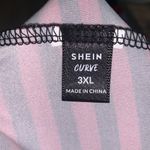 SheIn  Curve Pink & Black Striped Short Sleeve Pocket Shirt Photo 4