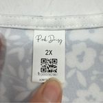 Pink Daisy Blue White Floral Midi Dress Womens 2X Short Sleeve Modest Spring Photo 6