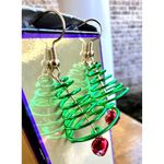 Christmas Tree Earrings Jingle Bells New Dangle Hooks Festive Holiday Pa… Green Photo 1